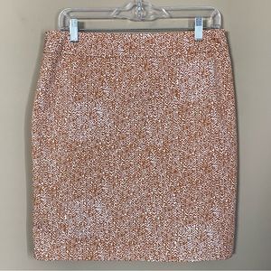 Valerie Bertinelli White and Rust Orange Patterned Skirt